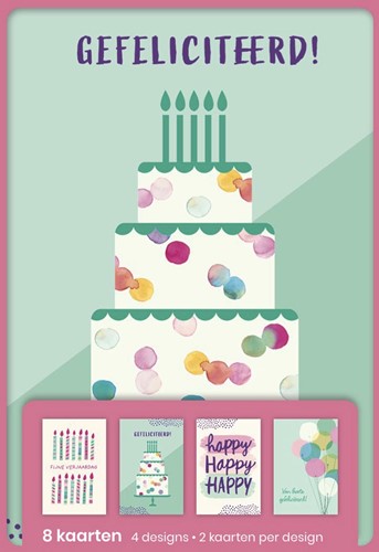 hallmark wenskaarten, gefeliciteerd, blister van 8 stuks