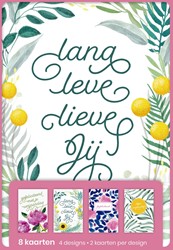 hallmark wenskaarten, lang leve lieve jij, blister van 8 stuks