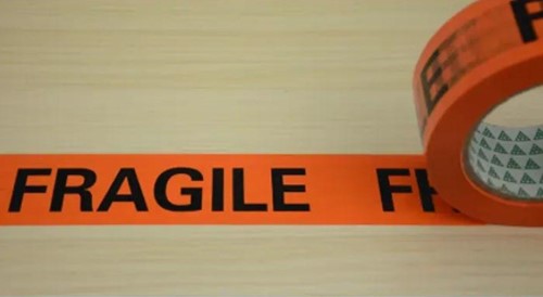 Verpakkingstape fragile breekbaar, ft 50 mm x 66 m, oranje-3