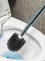 Kunststof toiletborstel met ronde voet, ophangbaar, wit-3