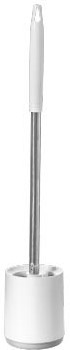 Kunststof toiletborstel met ronde voet, ophangbaar, wit