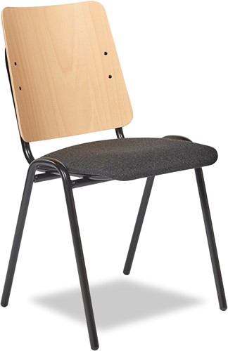 Stoel Paros houten rug en zitting gestoffeerd