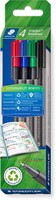 Staedtler Triplus fineliner eco, doosje van 4 stuks, assorti