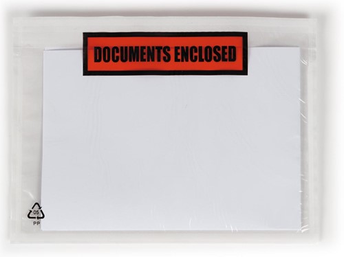 Paklijstenvelop Dokulops A6, ft 165 x 115 mm, doos van 1000 stuks, tekst: documents enclosed-2
