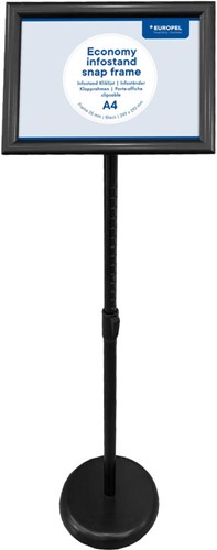 Europel info vloerstandaard Economy, lijst 25 mm, A4, zwart-2