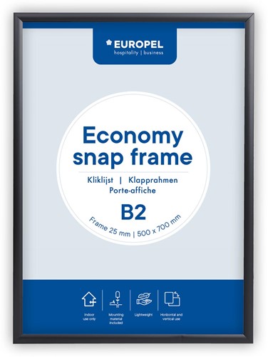 Europel Clicklijst Economy, lijst 25 mm, ft B2, zwart