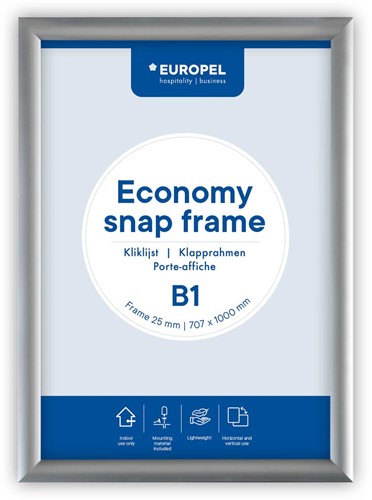 Europel clicklijst Economy, lijst 25 mm, ft B1, zilver