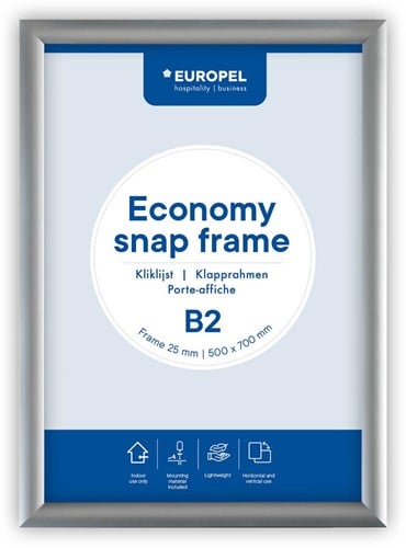 Europel clicklijst Economy, lijst 25 mm, ft B2, zilver