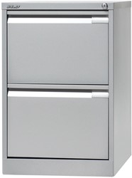 Bisley hangmappenkast, ft 71,1 x 47 x 62,2 cm (h x b x d), 2 laden, zilverkleurig