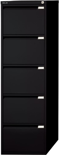 Bisley hangmappenkast, ft 151 x 47 x 62,2 cm (h x b x d), 5 laden, zwart