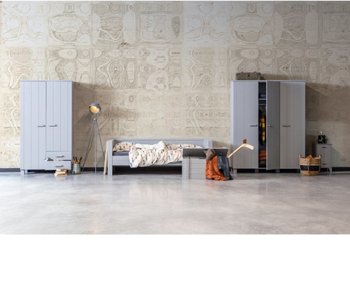 Dennis 3-Deurs Kast Grenen Betongrijs Geborsteld [Fsc]-2