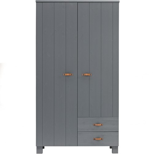 Dennis Kast Met Laden Grenen Steel Grey Leren Greep [Fsc]