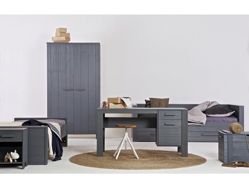 Dennis Bureau Grenen Steel Grey Geborsteld [Fsc]-2