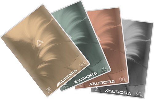 Aurora verslagschrift Writing 90 , geniet, commercieel geruit + blauwe marge, 72 blz, ft 21 x 29,7 cm