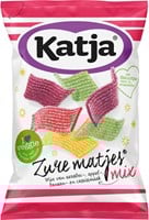 Katja Zure Matjes snoep, mix van aardbei-, appel-, banaan- en cassissmaak, zak van 250 g