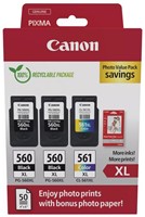Canon photo value pack 2 x PG-560XL + 1 x CL-561XL, 300 - 400 pagina's, OEM 3712C012, 4 kleuren