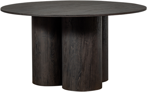 Oona Eettafel Rond Met 3-Poot Mdf Donkerbruin O140Cm