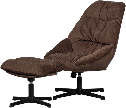 Yaro Draaibare Fauteuil Met Hocker Espresso