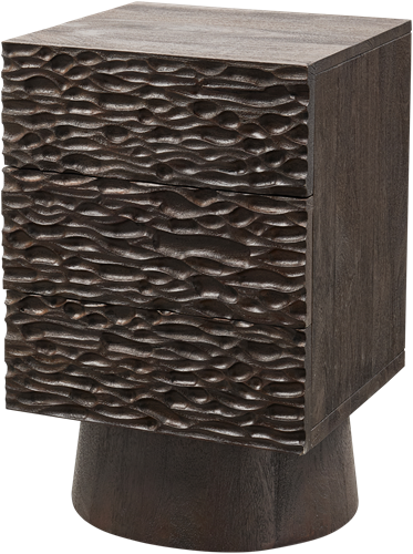 Crumble Carved Nachtkastje Met Lades Mango Hout Walnoot