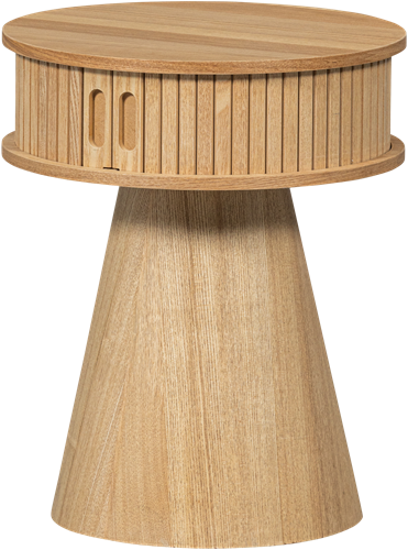 Karri Nachtkastje Rond Hout Naturel