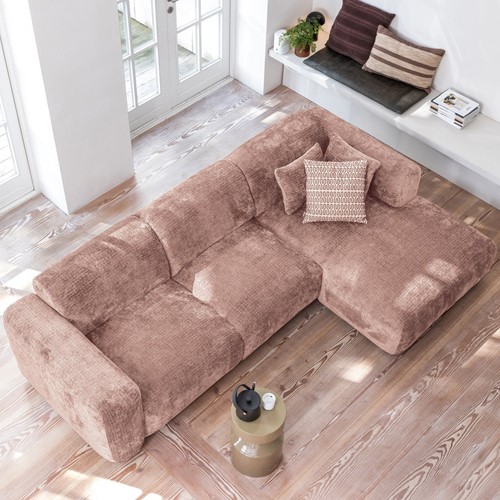 Cloud Chaise Longue Bank Links Chenille Taupe/Roze-2