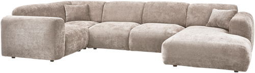 Cloud Hoekbank Links Geweven Chenille Naturel