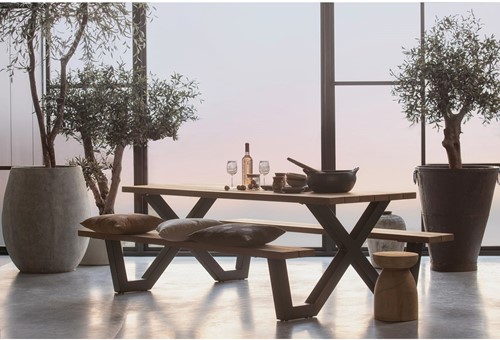 Tablo Outdoor Picknicktafel Ayous Naturel X-Poot Metaal[Fsc]-2