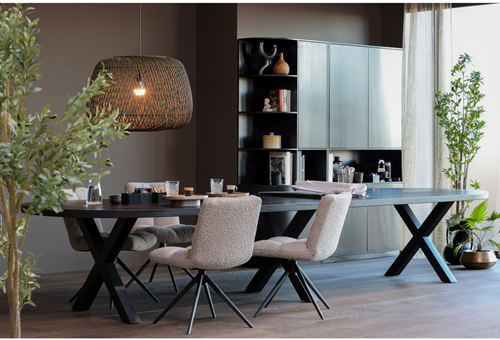 WOOOD Vergadertafel Tablo Lungo eindbladen rond - Essen Blacknight matt - 560 x 120 cm