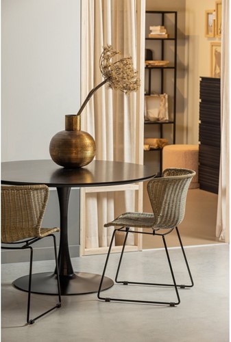 Sammy Eettafel Trompetvoet Rond Mdf Zwart O120Cm-2