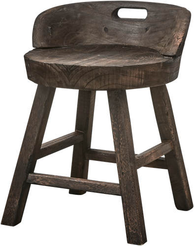 Rosalie Decoratieve Kruk/Stoel Hout Donkerbruin