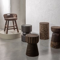 Rosalie Decoratieve Kruk/Stoel Hout Donkerbruin-2