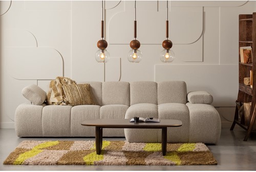 Mojo Chaise Longue Bank Rechts Boucle Beige Melange-2