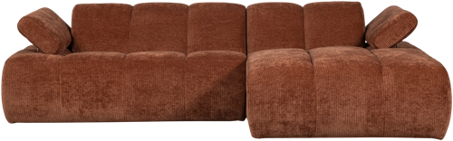 Mojo Chaise Longue Bank Rechts Geweven Ribstof Roestbruin-3