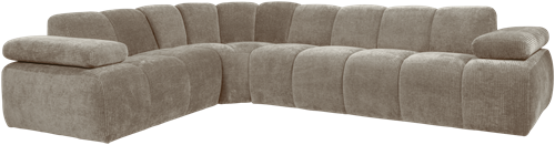 Mojo Hoekbank Links Geweven Ribstof Donkerzand