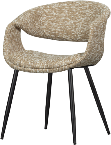 Yossi Eetkamerstoel Zand Met Metalen Poot Zwart
