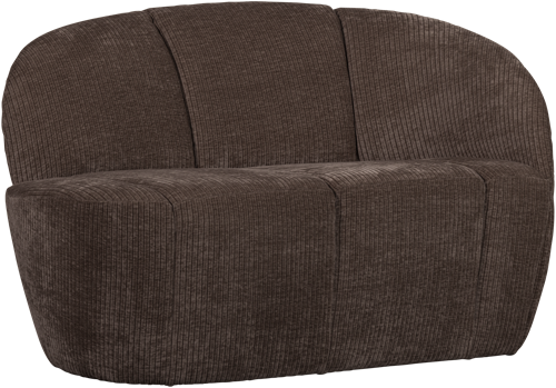 Mojo 2-Zits Bankje Rechts Geweven Ribstof Bruin-3