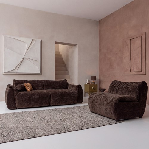 Baggy 2-Zits Bank 3D Chenille Donkerbruin-2