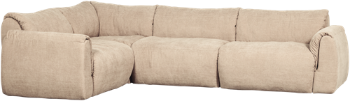 Baggy Hoekbank Links Geweven Chenille Zand