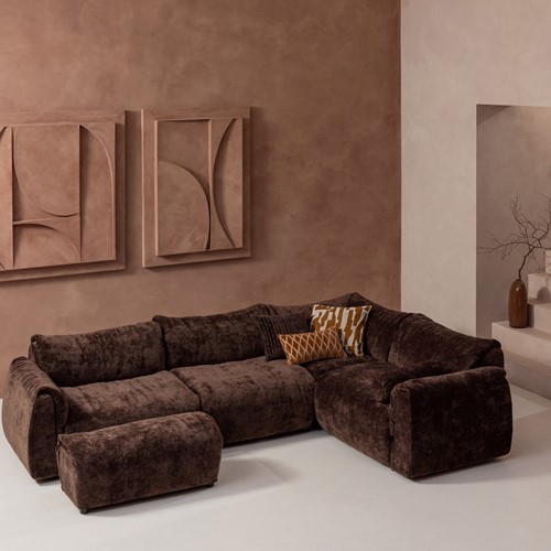 Baggy Hoekbank Rechts 3D Chenille Donkerbruin-3