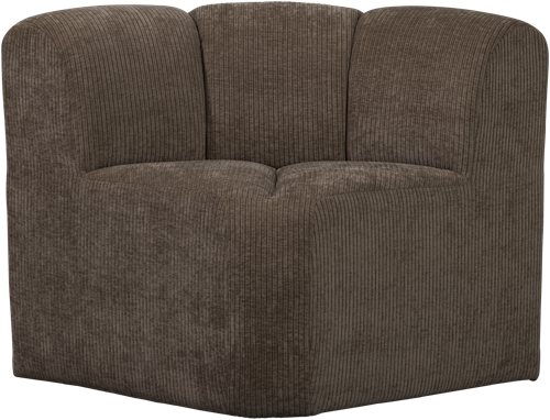 Mojo Eetbankje Hoek Met Rugleuning Ribstof Bruin