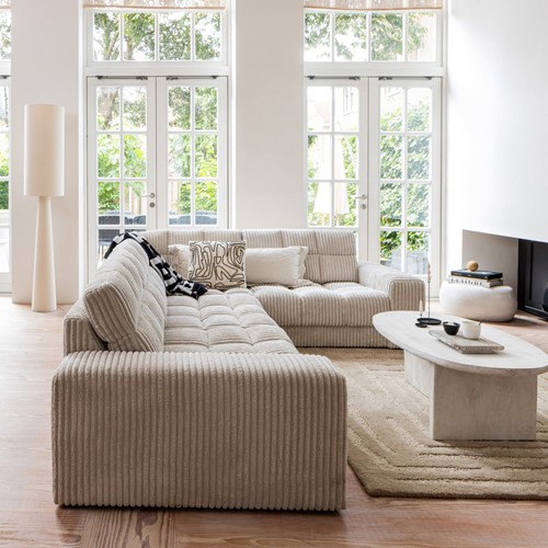 Second Date Hoekbank Rechts Grove Ribstof Naturel-2