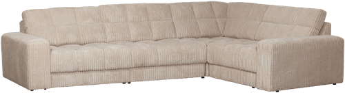 Second Date Hoekbank Rechts Grove Ribstof Travertin
