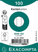 Exacompta steekkaarten, gelijnd, ft 5,5 x 7,4 cm, pak van 100 stuks, wit