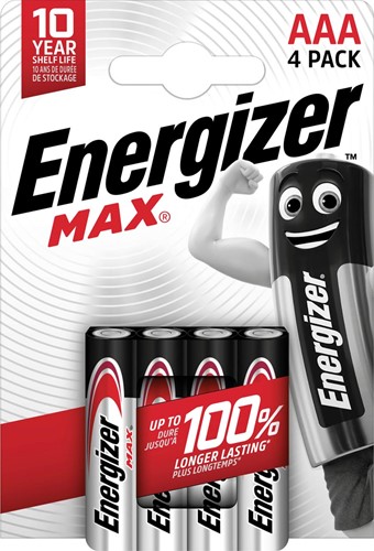 Energizer batterijen Max AAA-LR03-E92, blister van 4 stuks
