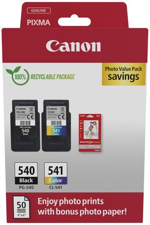 Inktcartridge Canon PG-540 CL-541 zw + kl + papier