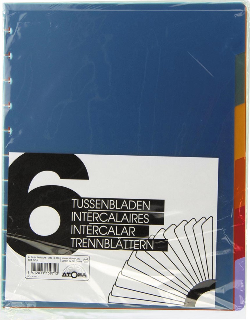 snorkel onderschrift antenne Atoma tabbladen, voor A4 schriften, uit PP, set van 6 stuks, geassorteerde  kleuren One-Stop-Office-Shop.nl