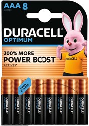 Duracell batterij Optimum AAA, blister van 8 stuks