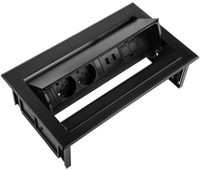 is er Ontspannend Tonen Inbouw stekkerdoos Power Desk In zwart - 2x 230V + 2x USB Charger + 1x  Keystone One-Stop-Office-Shop.nl