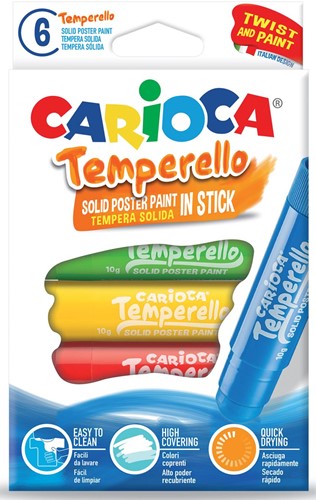 Carioca plakkaatverfstick Temperello, kartonnen etui van 6 stuks