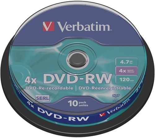 Verbatim DVD rewritable DVD-RW, spindel van 10 stuks